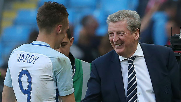 Jamie Vardy and Roy Hodgson