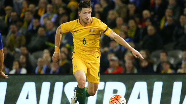 Socceroos defender Milos Degenek in full flight against Greece during the Dodoni Series.