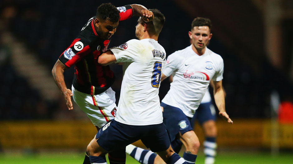 Bailey Wright in Capital One Cup action for Preston North End.