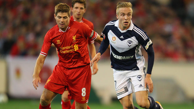 Steven Gerrard in action against Melbourne Victory.