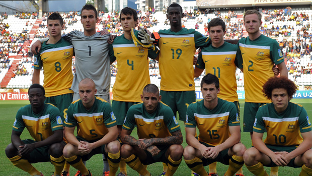 Mark Birighitti in action for the Young Socceroos.