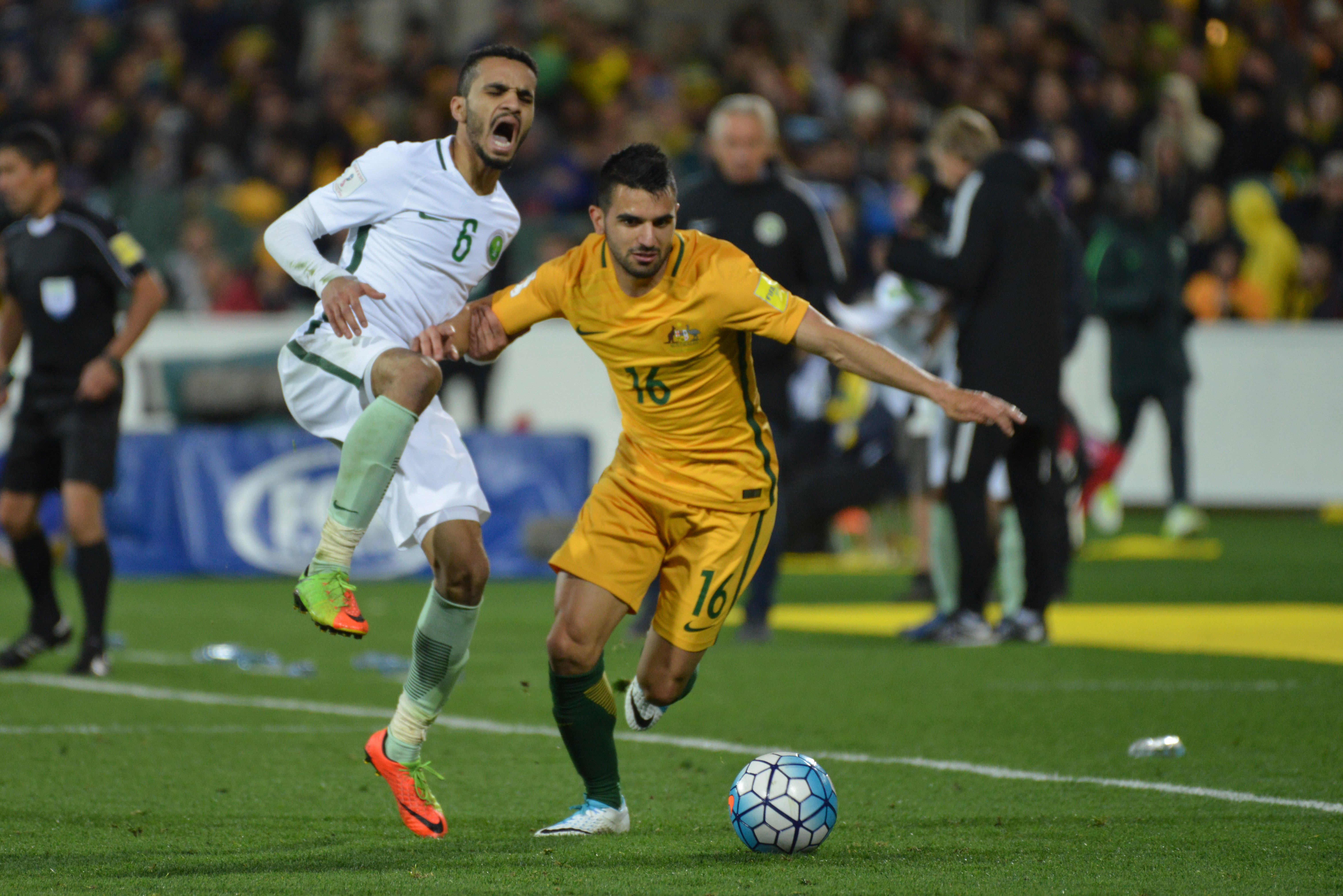 Aziz Behich was brought on at the break and Australia immediately got back on the front foot.
