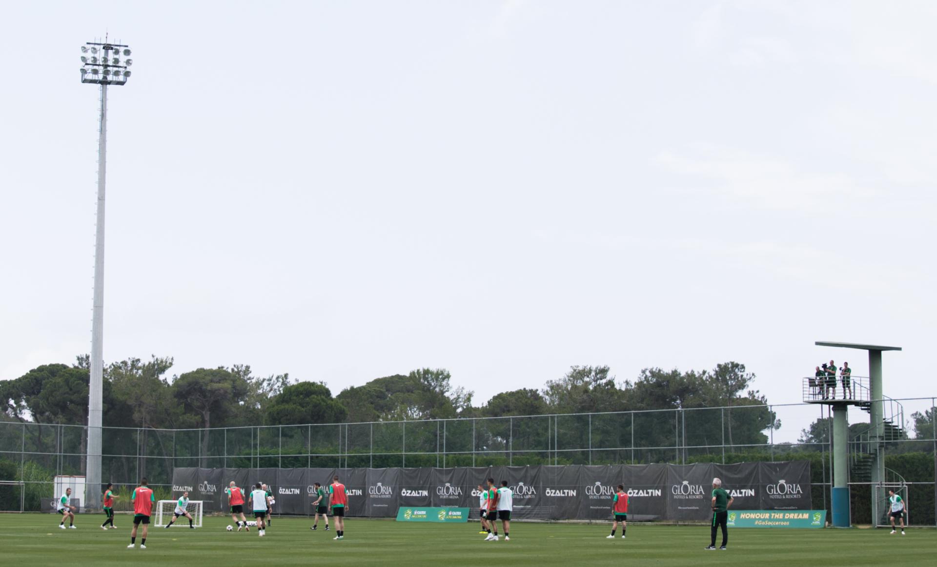 Caltex Socceroos play a small-sided game.