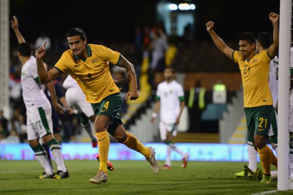 Tim Cahill celebrates a goal at Craven Cottage.