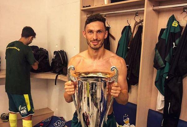 Apo Giannou with the Cypriot Cup trophy