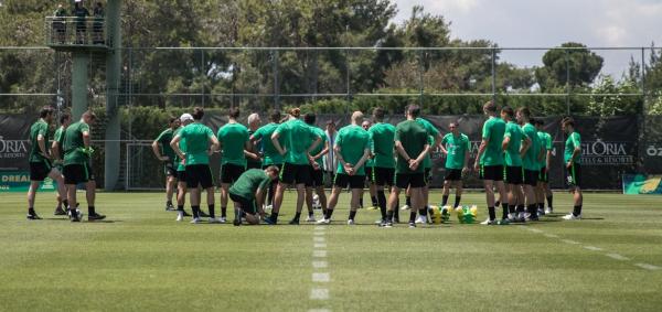 Socceroos players in training