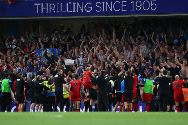 Huddersfield fans celebrate