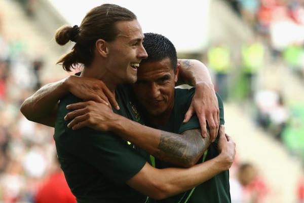 Jackson Irvine and Tim Cahill