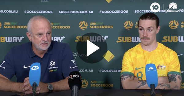 Graham Arnold and Jackson Irvine