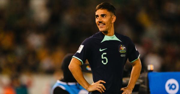 Josh Nisbet about to make his Socceroos debut against Lebanon