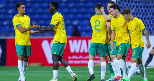 Australia U-23 celebrate scoring at the WAFF Championship