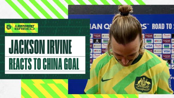 Jackson Irvine reacts to his classy goal against China PR