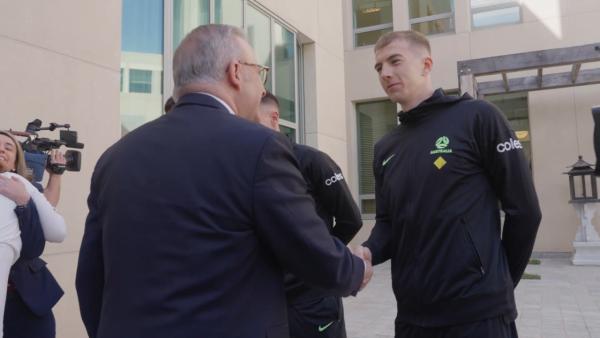 CommBank Socceroos visit Prime Minister of Australia Anthony Albanese at Parliament House
