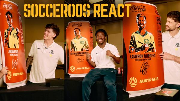 'I'm going to be in a shop' 😂 CommBank #Socceroos react to seeing their faces on Coca-Cola cans