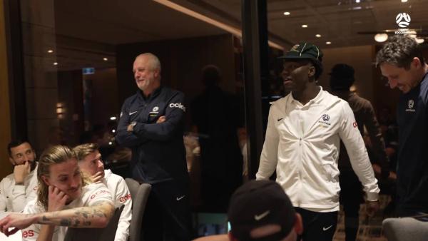 Nestory Irankunda and Apostolos Stamatelopoulos presented Socceroos caps