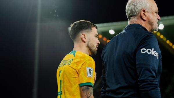 Apostolos Stamatelopoulos receives cap after Subway Socceroos debut