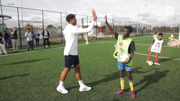 Kusini Yengi and Nestory Irankunda visit Football Australia’s Multicultural Settlement Program in Perth