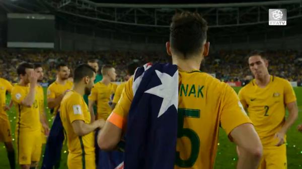 Emotional scenes at full time for Socceroos