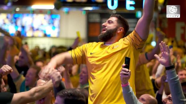 Socceroos fans watch Denmark game