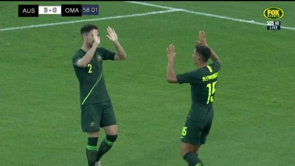Milos Degenek scores his first international goal