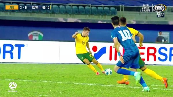 GOAL: Ajdin Hrustic scores stunning free kick for first Socceroos goal | Australia v Kuwait