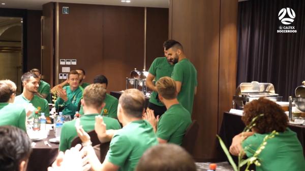 Caltex Socceroos debutants receive signed jerseys