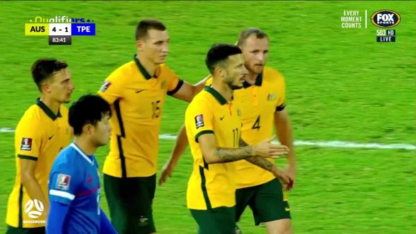 GOAL: Ajdin Hrustic and Nikita Rukavytsya set up Mitchell Duke for lovely second goal | Australia v Chinese Taipei