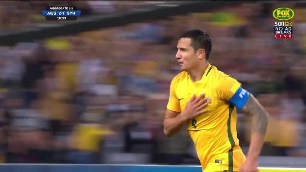 Cahill scores in extra time v Syria in 2018 FIFA World Cup Playoff