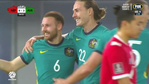 GOAL: Jackson Irvine sets up Hibernian teammate Martin Boyle | Australia v Nepal