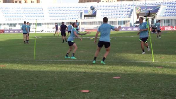 Socceroos play foot tennis in camp