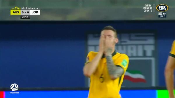 CHANCE: Martin Boyle gives the dead ball some life | Australia v Jordan | FIFA World Cup 2022 qualifier