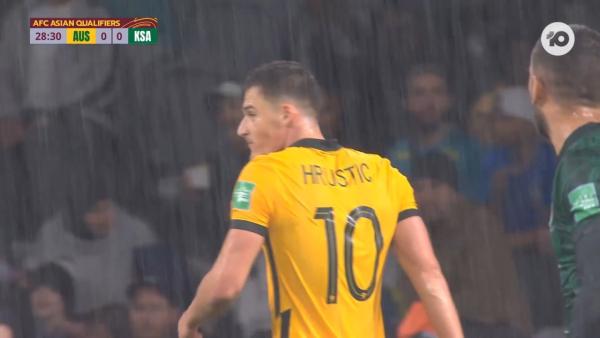 CHANCE: Hrustic -  The tricky midfielder can't capitalise