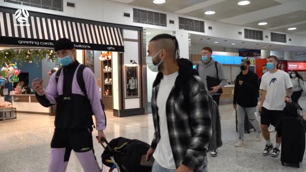 The Socceroos touch down back in Australia 