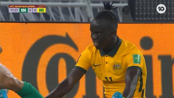 CHANCE: Mabil almost with the opener for Australia 
