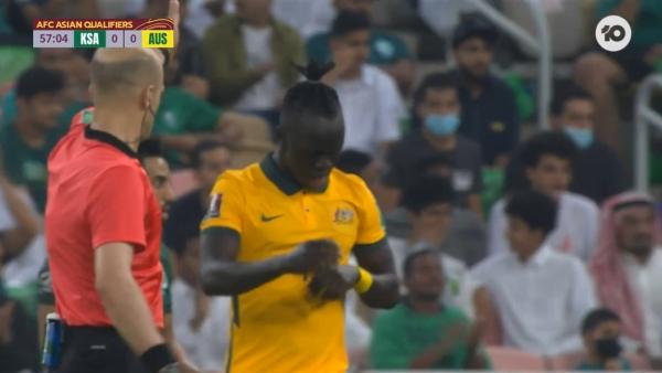 CHANCE: Mabil's shot is tipped over the bar