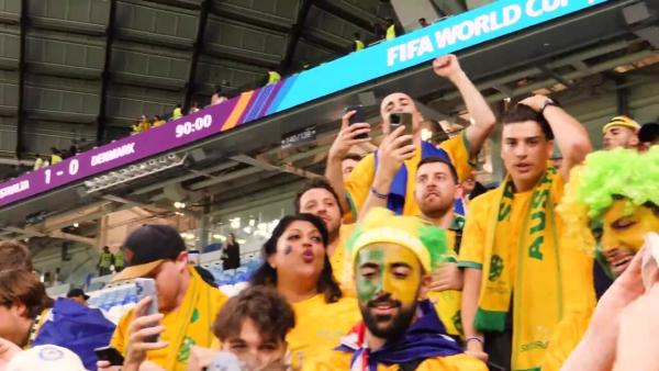 Socceroos fans in full voice after famous Denmark win