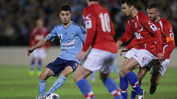 Christopher Naumoff in action for Sydney FC against Sydney United 58 FC.