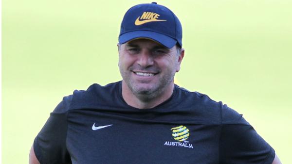 Socceroos coach Ange Postecoglou on the training ground during the Asian Cup.