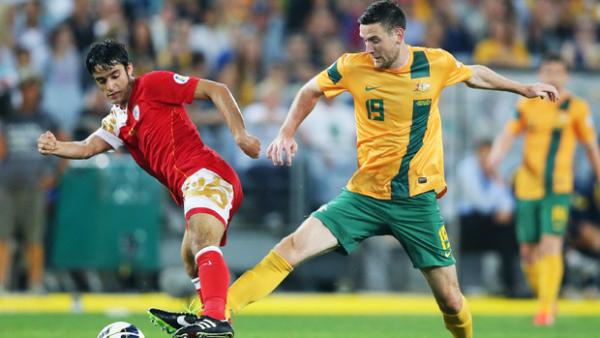 Robert Cornthwaite in action for the Socceroos against Oman in 2013.