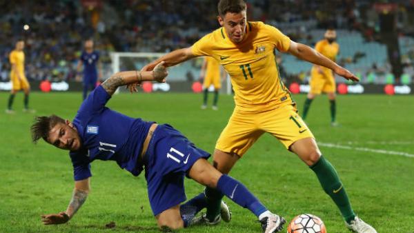 Chris Ikonomidis and Kostas Stafylidis challenge for the ball in last year's Dodoni Series opener in Sydney.