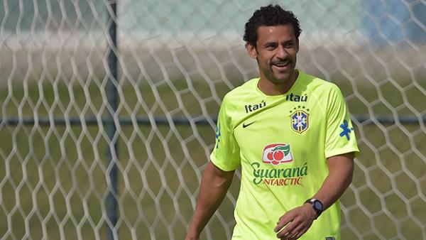 Brazilian star Fred in training ahead of Round of 16 clash with Chile.