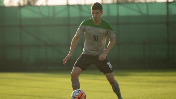 Olyroos midfielder Steven Ugarkovic traps the ball during training in Qatar.