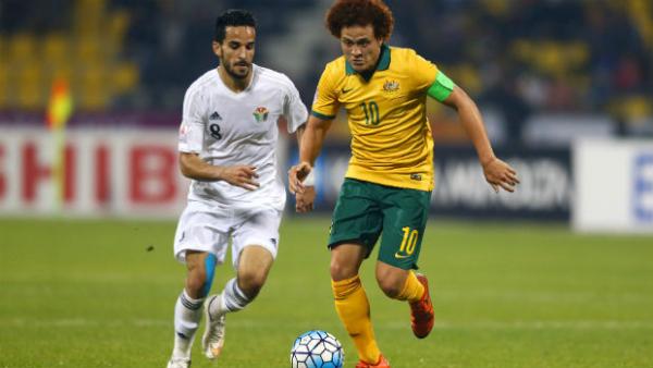 Mustafa Amini in action for Australia's U-23s at the AFC U-23 Championship in 2016.