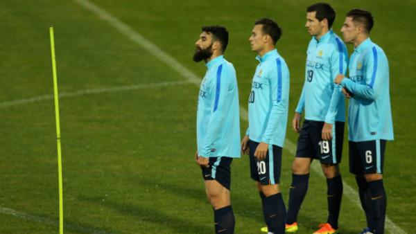 The Caltex Socceroos are put through their paces at Leichhardt Oval on Wednesday.