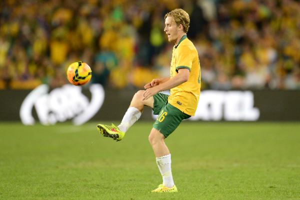 Winger Ben Halloran made his Socceroos debut against South Africa.