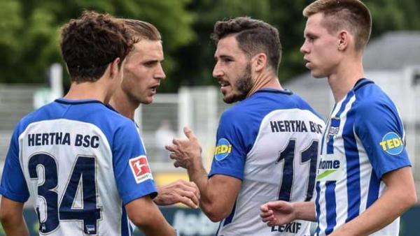 Mat Leckie in action for Hertha Berlin over the weekend. Pic courtesy of Hertha Berlin Twitter.