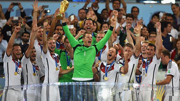 Germany celebrate after winning the FIFA World Cup Final.