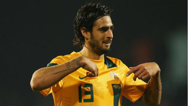 Socceroo defender Rhys Williams in the green and gold against Canada in 2013.