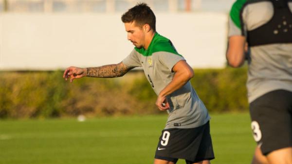 Jamie Maclaren at the Olyroos training camp in Dubai.