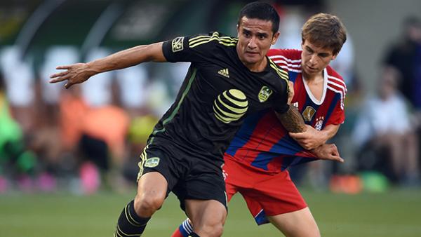 Cahill in action for the MLS All Stars against Bundesliga Champions Bayern Munich.